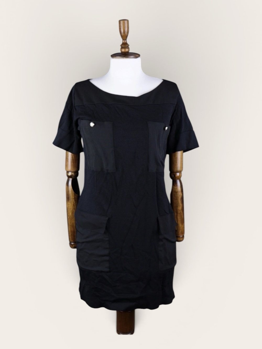 Givenchy Black Short-Sleeve Pocketed Mini Dress